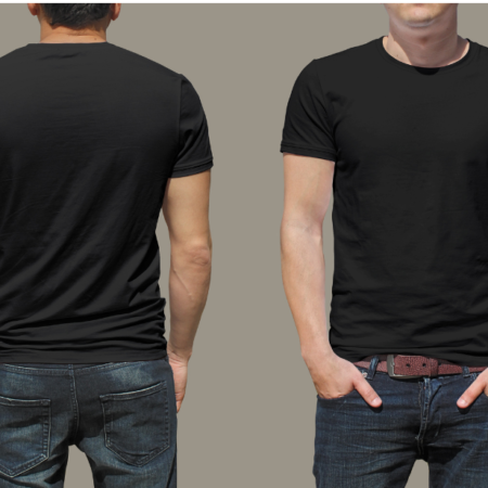 a man wear Plain black T-shirt